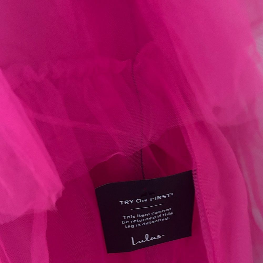 NWT Lulus Rule the Runway Hot Pink Tulle Bustier Maxi Dress M - Picture 5 of 8